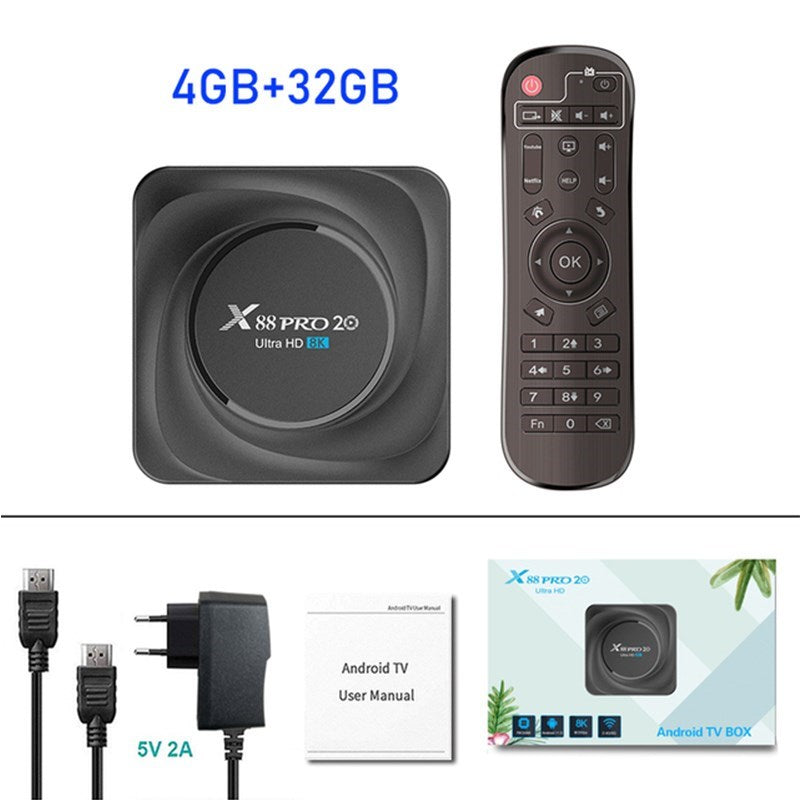 X88 Pro 20 8K HD TV Setup Box Dual-WiFi Android 11 8GB +128GB Media Player for Google Assistant Youtube - 4GB+32GB/EU Plug X88 Pro 20 8K HD TV Setup Box Dual-WiFi Android 11 8GB +128GB Media Player for Google Assistant Youtube - 4GB+32GB/EU Plug